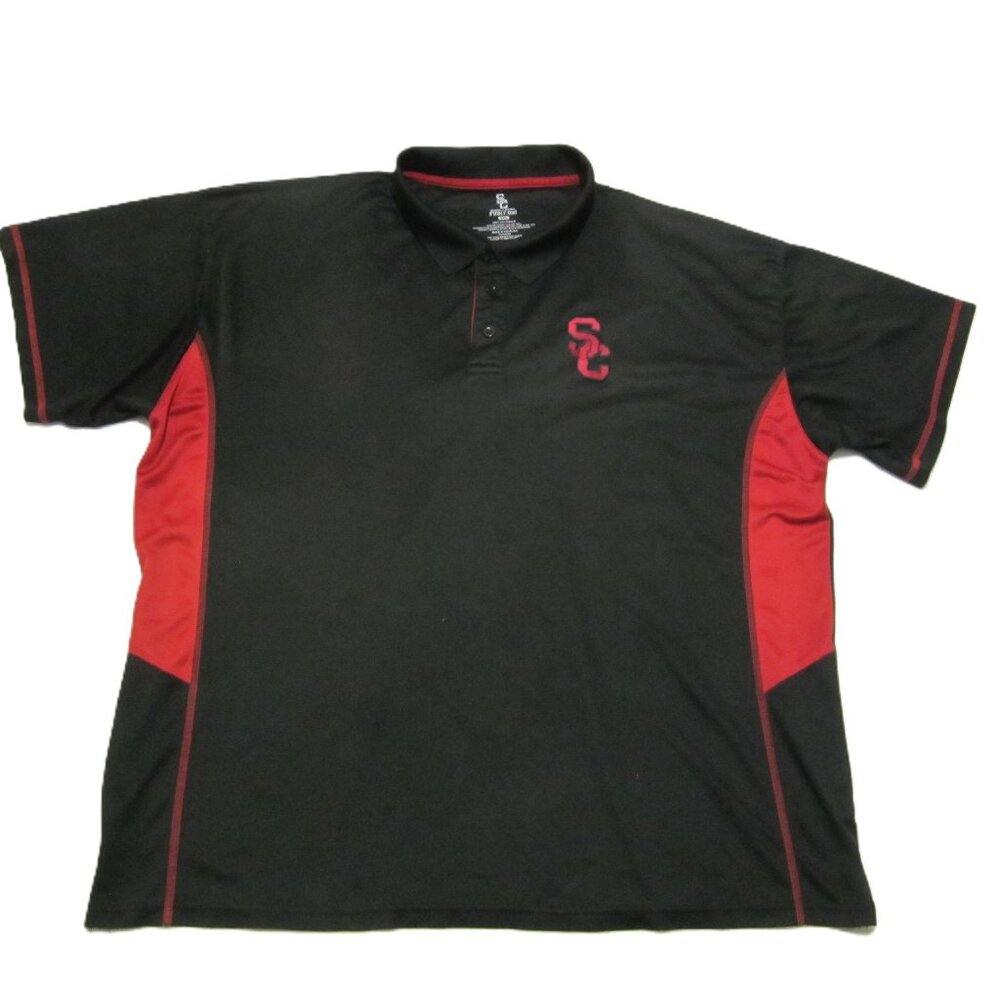 Authentic Apparel USC Polo shirt Men's size 3XL Black Red Short sleeve logo